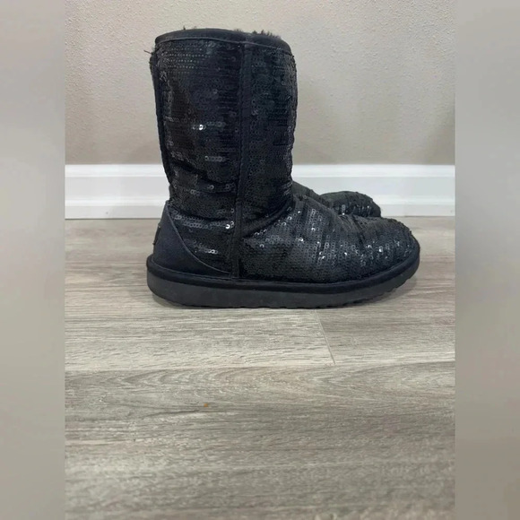 Ugg Australia Glitter Sequin Boot Black Size 8 - Picture 2 of 10